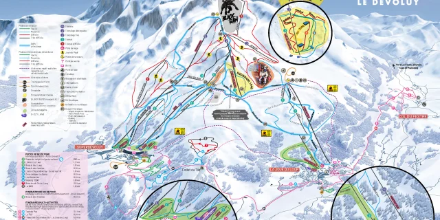 Plan des domaines alpin et nordique du Dévoluy - Hiver 24-25