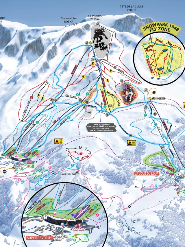 Plan des domaines alpin et nordique du Dévoluy - Hiver 24-25